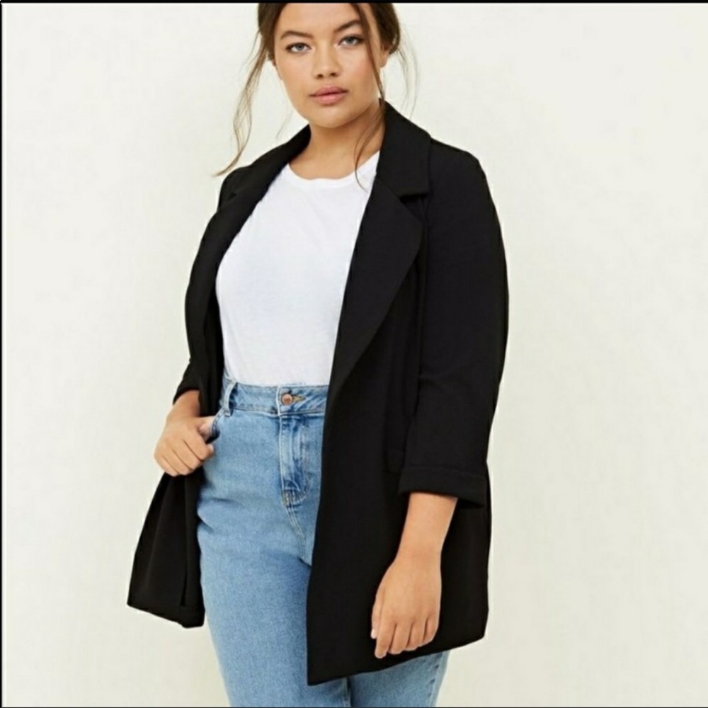 Torrid black linen casual boyfriend blazer sz L-12
